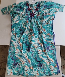 Modaposa Multicolor Blue  Ocean Long Dress Size S/M Loose Fitting 100% Cotton - Picture 1 of 6