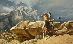 Lienzo Frank McCarthy DEL BORDE, nativo americano, aniversario giclee #74/75 - Imagen 1 de 1