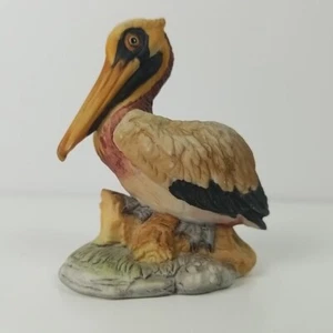 Estatuilla de porcelana bisque madera pájaro pelícano Lefton China 1983 de colección 4006 - Imagen 1 de 7