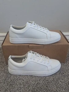 Size 7 Men's Jack & Jones Premium Faux Leather White Trainer Lace Up Casual Shoe - Picture 1 of 8