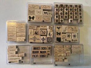 Stampin' Up Lot Of 8 Complete Sets - 107 Stamps Wood Mounted Rubber; Assorted - Picture 1 of 4