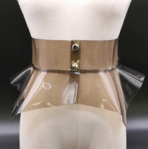 Oversized Iridescent Belt PVC Transparent Corset Festival Waistband Ruffle Waist