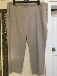 BNWOT MARKS & SPENCER PER UNA STONE CHINO STYLE TROUSERS & STRETCH SIZE 22 CROP - Picture 1 of 11