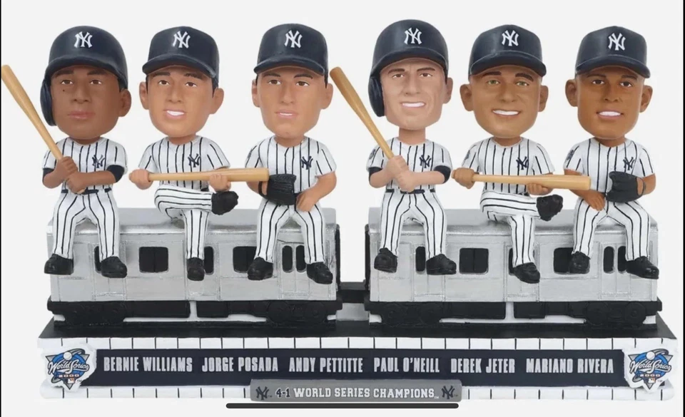 NY Yankees 2000 Serie Mundial Campeones Metro Coche Bobblehead Jeter Rivera + LE Foto 1 de 4