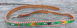 Cintura 32" vintage nativi americani indiani perline pelle bovina made in Hong Kong - Foto 1 di 5