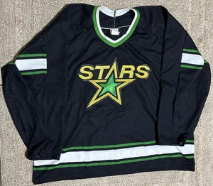 Vintage Dallas Stars NHL Hockey CCM Maska Black Jersey Size 2XL / XXL - Picture 1 of 4
