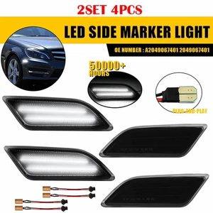 4X For Benz C250 C300 C350 C63 2012-2014 Front Smoked Side Marker Light Bumper D - Picture 1 of 12