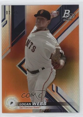 2019 Bowman Platinum Wal-Mart Top Prospects Orange Foil /25 Logan Webb #TOP-30 - Image 1 of 2