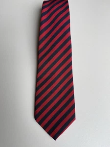 Atkinsons Irish Poplin Repp Tie Men Ireland Silk Wool Red Stripes Preppy - Picture 1 of 7