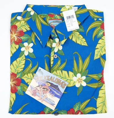 Reyn Spooner Hawaiian Shirt Men's XL Wild Aloha Floral Blue Red Green Button-Up - Imagem 1 de 4