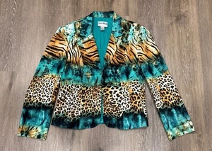 Giacca Joseph Ribkoff donna 10 stampa animalier teal tiger leopardato blazer audace - Foto 1 di 10