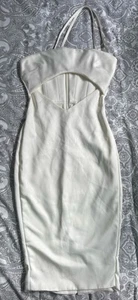 House Of Cb Ladies Midi Dress Size XS White With Diamanté Shoulder Straps - Picture 1 of 8