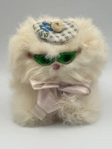 Vintage Jerry Elsner Kaninchenfell Katze glamourös Kätzchen Katzenbrille, blaue Augen - Bild 1 von 9