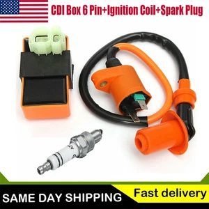 Racing CDI Box 6 Pin+Ignition Coil+Spark Plug for GY6 50-150cc Moped Scooter USA - Picture 1 of 11