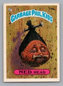 Adesivo Topps Garbage Pail Kids serie 3 1986 carte collezionabili GPK NED HEAD #119a - Foto 1 di 2
