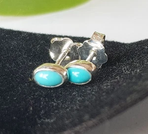 SCHMUCK-STCK Ohrringe Silber Türkis Stecker blau oval - Picture 1 of 1