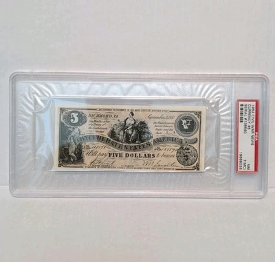 1962 Topps - Civil War News Currency - $5 - Type 1 -Graded PSA7(MC) NM #138590 - Image 1 of 4