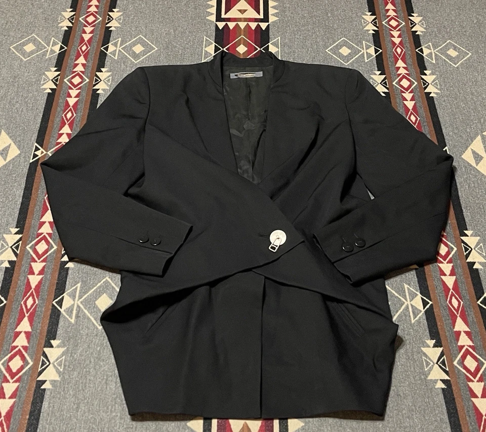 Issey Miyake Wrap Blazer XS/S Black Sculptural Buckle 80s - Image 1 of 4