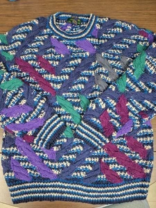 Colours by Alexander Julian Crewneck Coogi Style Knit Sweater Men's S 90s VTG - Picture 1 of 7
