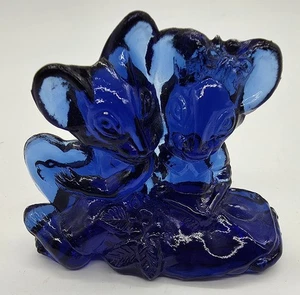 VTG Imperial Glass PeeGee "Mouse Lovers"  Blue Figurine, Preowned - Picture 1 of 6