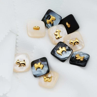 5pcs Resin Button with Gold Dog Silhouette for Clothing Craft DIY 15-23mm - Image 1 of 4