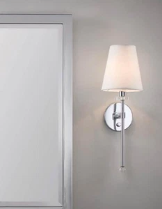 Allen + Roth - Kelter 7.4-in wide 1 -Light Polished Chrome Wall Sconce Lighting - Picture 1 of 4