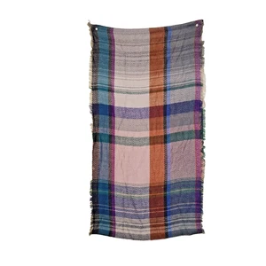 Infinity Scarf Blue Purple Checkered Plaid Pattern 64" Circumference Autumn - Picture 1 of 6