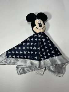 Disney Baby Mickey Mouse Lovey Manta de Seguridad Sonajero Azul Blanco Triángulos 12” - Imagen 1 de 6