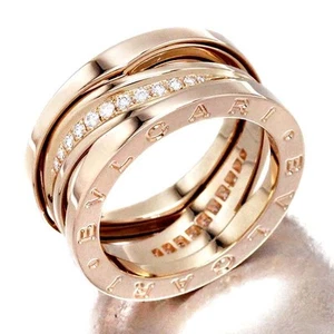 Bvlgari B-Zero1 K18PG Diamond Ring 52 Pink Gold 750 Stylish Used - Picture 1 of 8