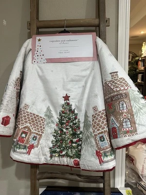 Cupcakes and Cashmere Christmas Gingerbread Man House Embellished Tree Skirt 52” - Image 1 of 4