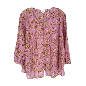 J Jill Bluse Damen Größe XL P Orchidee Rosa Biesen Baumwolle leicht fließend - Bild 1 von 9