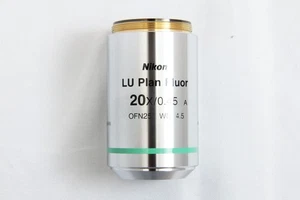 Nikon LU Plan Fluor 20x / 0.45 A ∞/0 BD WD4.5 OFN25 Microscope Objective Lens - Picture 1 of 9