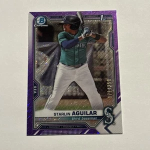 Starlin Aguilar 2021 Bowman Chrome Prospects Purple Shimmer Refractor /250 - Picture 1 of 2