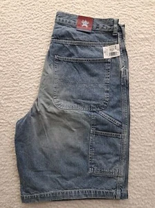 Bass Utility Jean Shorts Mens Size 36 GH Bass & Co Blue Stonewash Cotton New - Picture 1 of 8