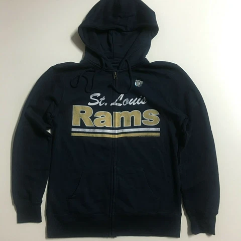 NWOT Junk Food Women's S Navy Fullzip Fleece Sweater Hoodie St. Louis RAMS NFL Cover