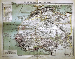 1894.Old Geographical Map:North/West Africa.Arcip.Cape Verde and Canary Islands.Gibraltar. - Picture 1 of 1