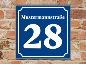 Schild oder Aufkleber - Straßenschild-Hausnummer - Wunschtext 20 x 20 cm - Bild 1 von 2