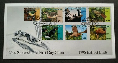 1996 New Zealand Extinct Birds Laughing Owl Giant Eagle Moa 7v Stamps FDC - Image 1 of 4