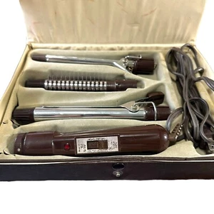 Vintage Vidal Sassoon Professional Curling Iron Brush Set Travel Kit 3in1 EUC - Picture 1 of 11