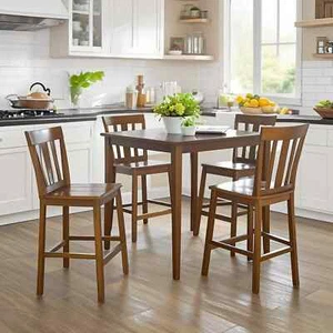 Counter Height Table Chairs 5 Piece Dining Kitchen Nook Set Mission Pub Style - Picture 1 of 10