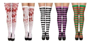 HOLD UP STOCKINGS TIGHTS HALLOWEEN White Blood Stained Zombie Stripey Bloody UK - Picture 1 of 10