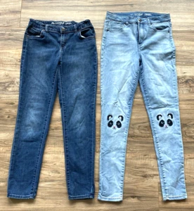 Girls Jeans Lot of 2 Cat Jack Skinny Jegging Jeans Racoon Dark Light Blue Sz 16 - Picture 1 of 11
