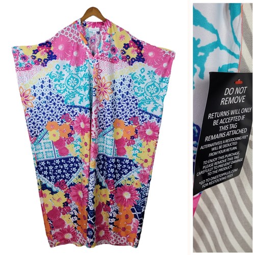 PALM ANGELS NUOVO abito floreale Muumuu patio taglie forti 22 24 1X 2X leggero floreale