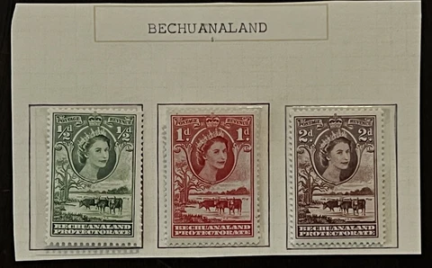 GORGEOUS SET OF THREE BECHUANALAND PROTECTORATE QUEEN ELIZABETH II MNH STAMPS Cover