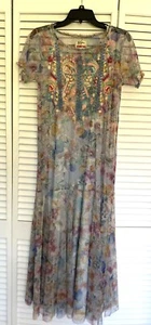 Johnny Was S petite Floral Mesh Damen Kleid bestickt mit Slip Max - Bild 1 von 5