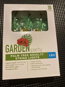 Garden Party Palm Tree Novelty String Lights Set of 10-LED Lights, 5.5 in Strand