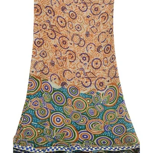 Sanskriti Vintage Dupatta Long Stole Pure Georgette Silk Cream Shawl Printed - Picture 1 of 11