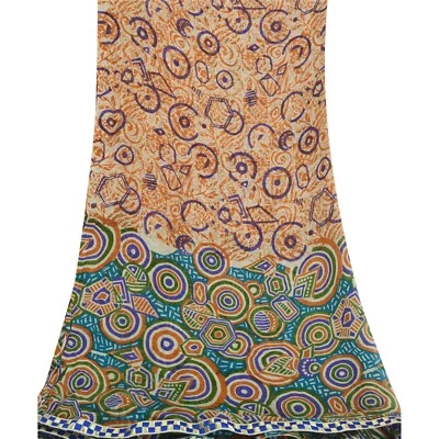 Mantón estampado crema seda georgette pura estola larga Dupatta vintage sánskriti Foto 1 de 4