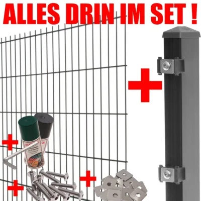 Doppelstabmattenzaun SET 6/5/6 Gartenzaun inklusive Pfosten Zaun Angebot Metall - Bild 1 von 4