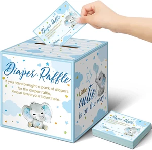 51 Pieces Diaper Raffle Tickets with Diaper Raffle Card Box Baby Shower Decorati - Picture 1 of 12
